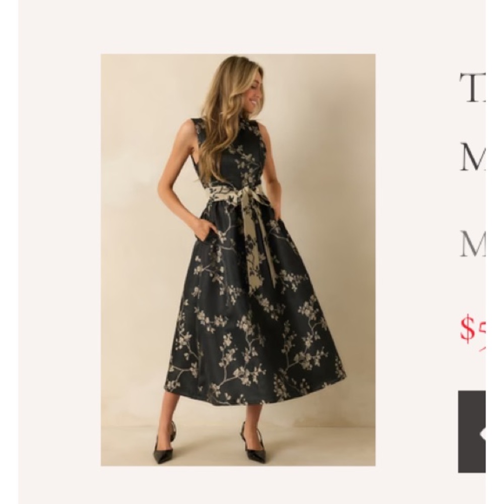 Red Dress Boutique Black Floral Midi Dress